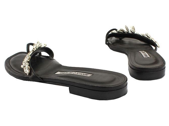 Manolo Blahnik Pantofola di cristallo Nero - vista 5