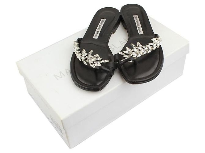 Manolo Blahnik Pantofola di cristallo Nero - vista 6