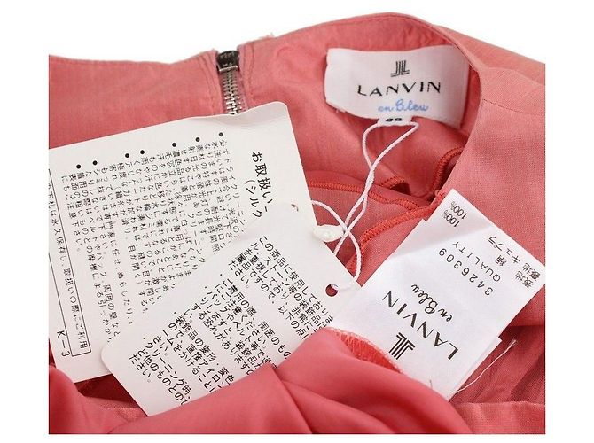 Lanvin Abito in seta con volant e perle rosa - vista 5