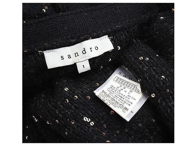 Sandro Schwarzes Strickkleid mit Pailletten - Ansicht 3