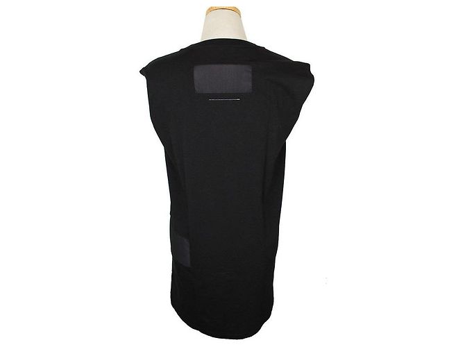 Maison Martin Margiela Ärmelloses Baumwollkleid mit schwarzem Netzbesatz XS - Ansicht 4