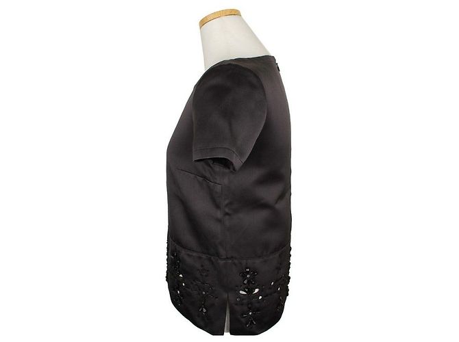 Jil Sander Top de seda negro con cuentas - vista 3