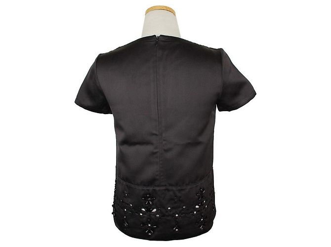 Jil Sander Top de seda negro con cuentas - vista 4