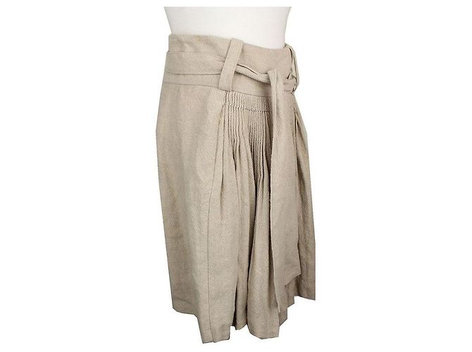 Balenciaga Falda acampanada plisada de lino beige Castaño - vista 2