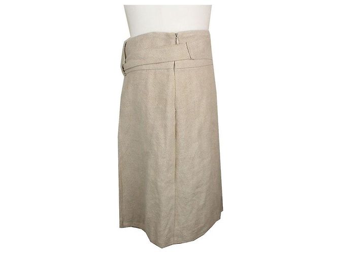 Balenciaga Falda acampanada plisada de lino beige Castaño - vista 3