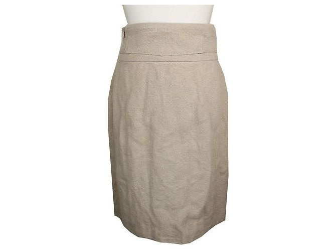 Balenciaga Falda acampanada plisada de lino beige Castaño - vista 4