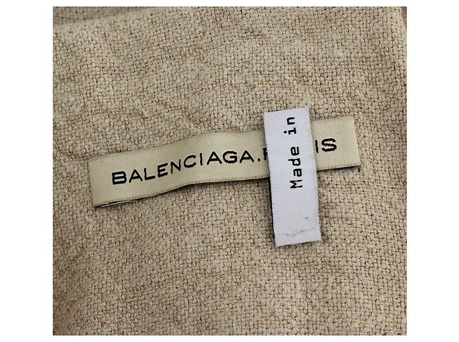Balenciaga Falda acampanada plisada de lino beige Castaño - vista 5