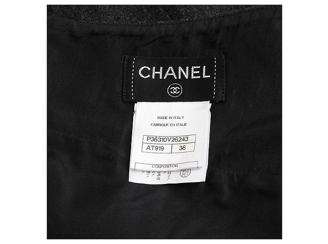 Chanel Falda gris de mezcla de lana y cachemira Castaño - vista 3