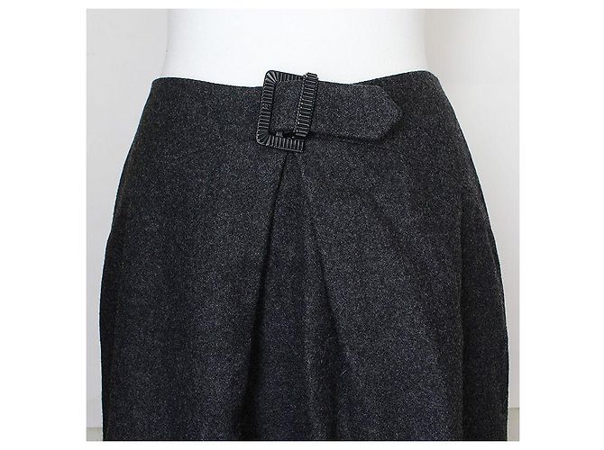 Chanel Falda gris de mezcla de lana y cachemira Castaño - vista 5