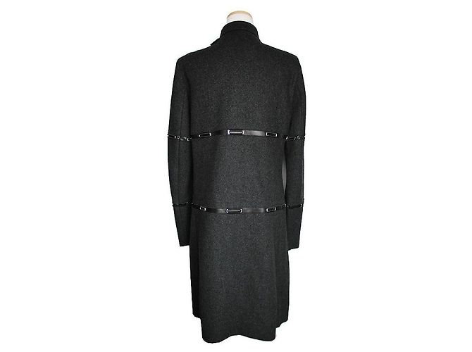 Abrigo de lana y cachemira gris carbón decorado de Jil Sander Castaño - vista 2