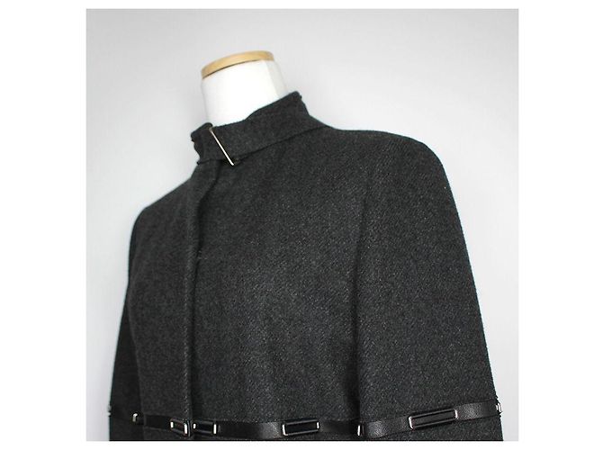 Abrigo de lana y cachemira gris carbón decorado de Jil Sander Castaño - vista 4