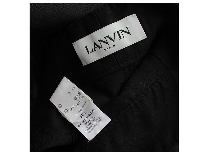 Lanvin Pantalones anchos de lana y seda negra Negro - vista 3
