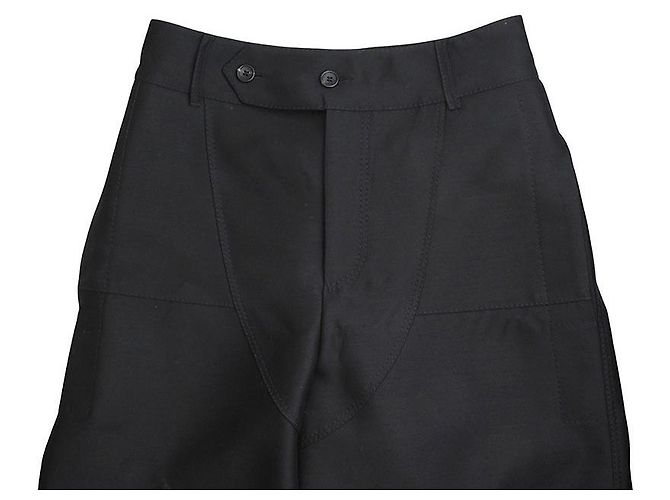 Lanvin Pantalones anchos de lana y seda negra Negro - vista 4