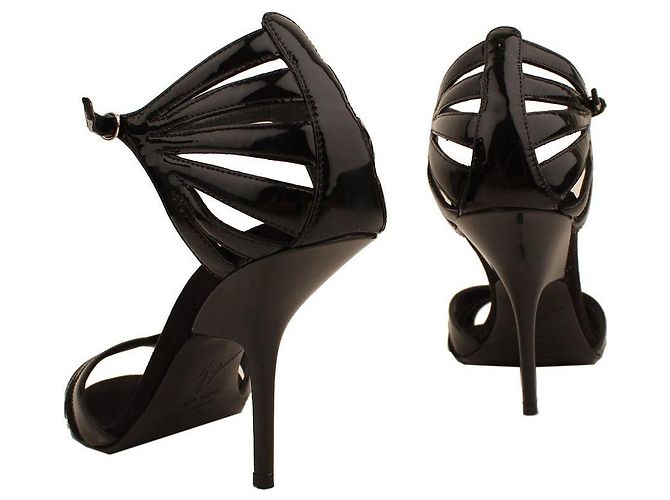 Giuseppe Zanotti Sandali con cinturino in vernice nera Nero - vista 5