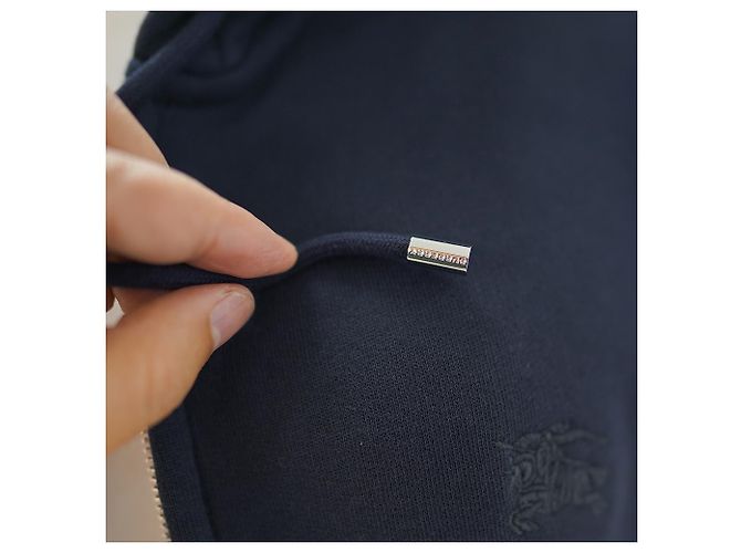 Burberry Sudadera con Capucha para Mujer con Cremallera en Algodón Marino con Logo de Caballo - Regalo para Amigas Azul - vista 11