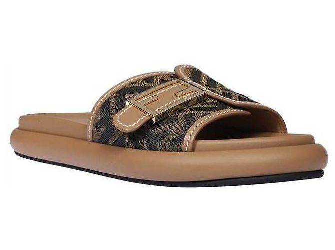 Fendi Ciabatte in tessuto Marrone - vista 4