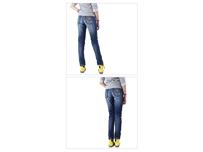 Dolce & Gabbana Pantalones de Jeans Lavados para Mujer Azul - vista 3
