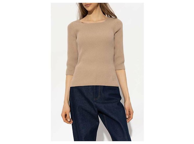 Fendi Malha canelada de algodão Marrom - vista 4