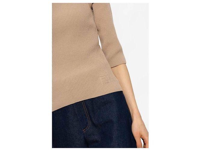 Fendi Malha canelada de algodão Marrom - vista 7