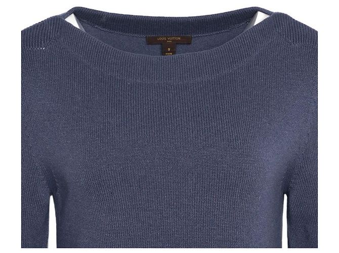 Louis Vuitton Strick aus Wolle und Kaschmir mit Rüschendetails Blau - Ansicht 4