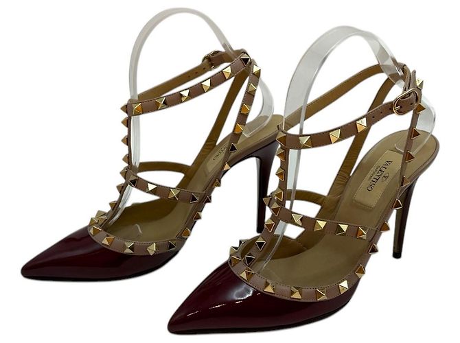 Valentino Slingback Piatto Garavani Rockstud Borgogna Rosso - vista 2