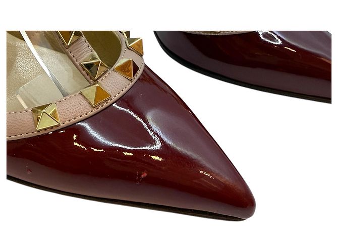 Valentino Slingback Piatto Garavani Rockstud Borgogna Rosso - vista 5