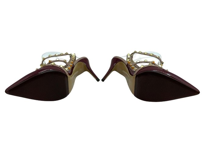 Valentino Slingback Piatto Garavani Rockstud Borgogna Rosso - vista 6