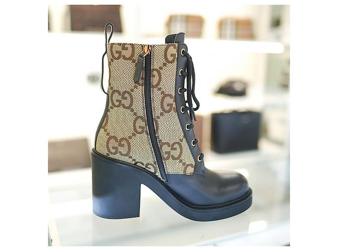 Gucci Botines de Mujer de Tela Beige Castaño - vista 11