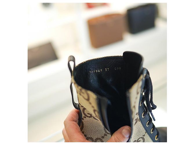 Gucci Botines de Mujer de Tela Beige Castaño - vista 14