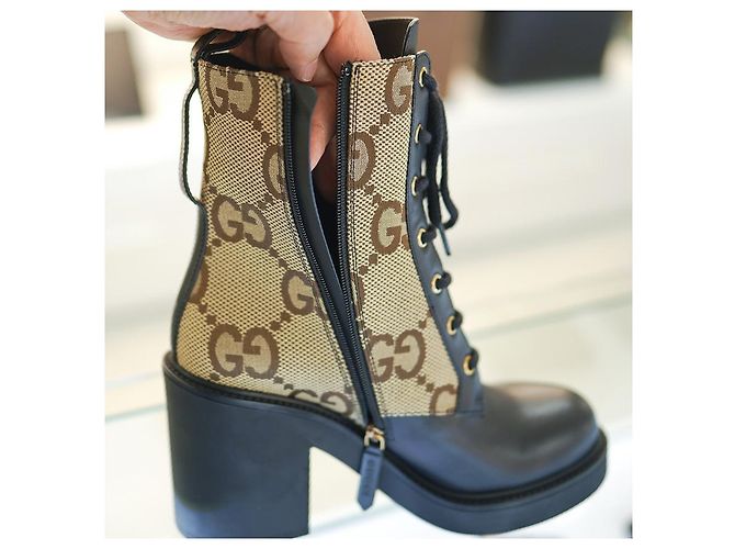Gucci Botines de Mujer de Tela Beige Castaño - vista 15