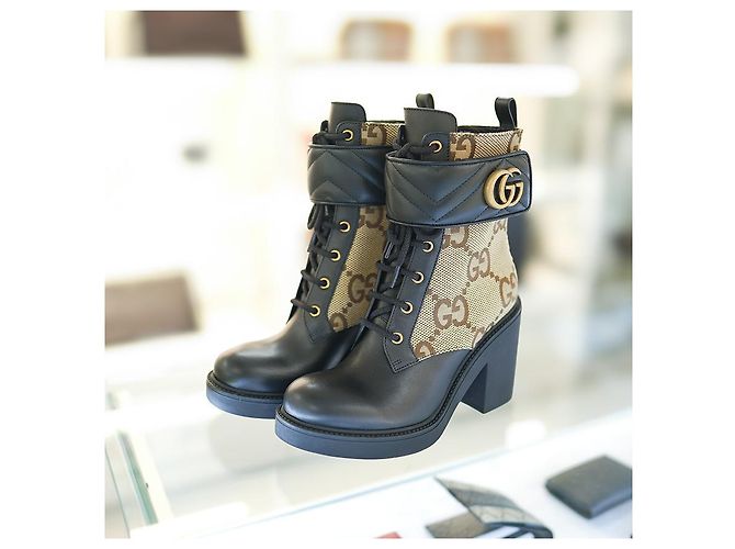 Gucci Botines de Mujer de Tela Beige Castaño - vista 2