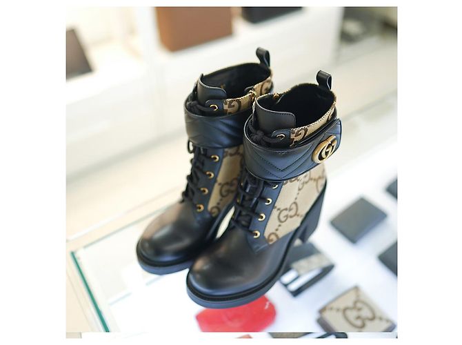 Gucci Botines de Mujer de Tela Beige Castaño - vista 3