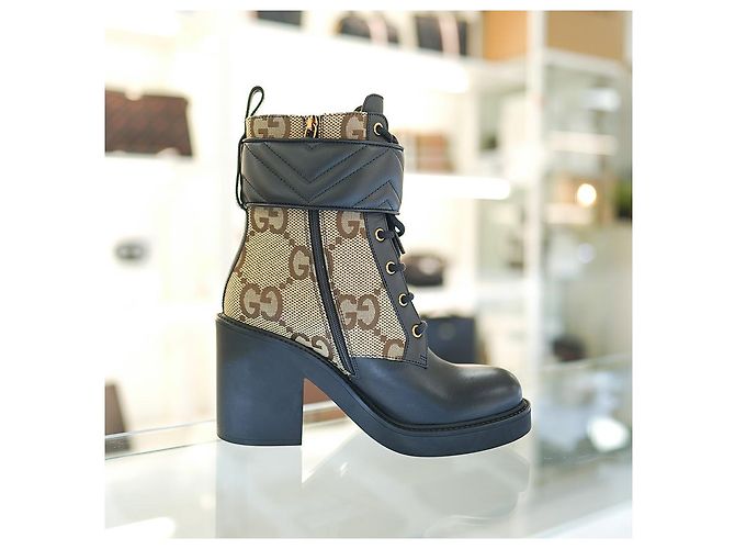Gucci Botines de Mujer de Tela Beige Castaño - vista 5