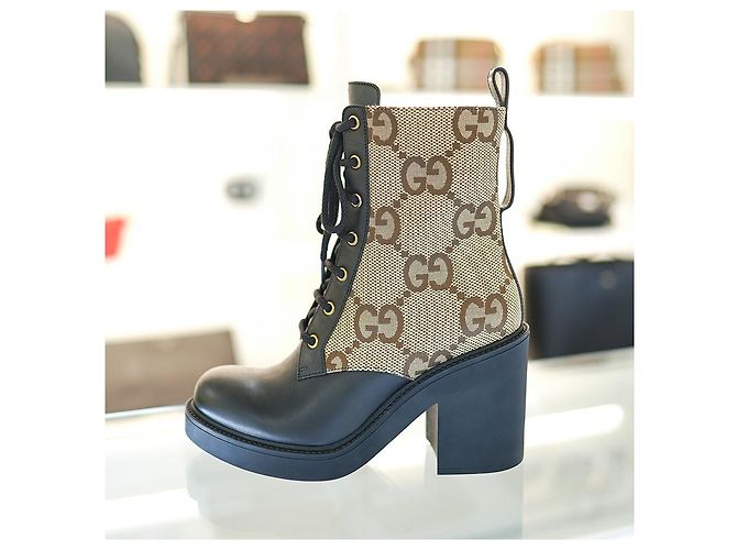 Gucci Botines de Mujer de Tela Beige Castaño - vista 9