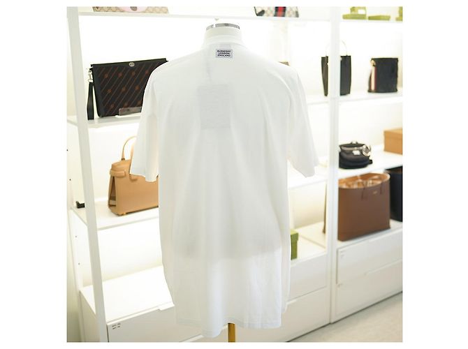 Burberry Herren T-Shirt mit kurzen Ärmeln aus Baumwolle in optischem Weiß mit Druck - Ansicht 13