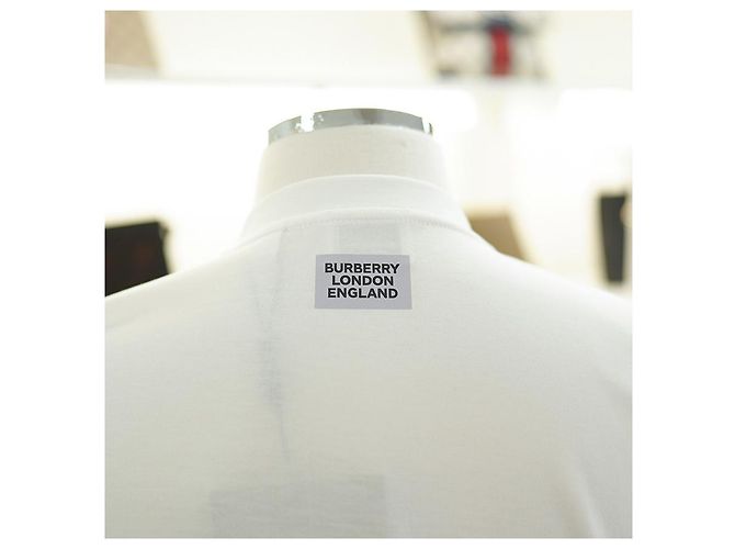 Burberry Herren T-Shirt mit kurzen Ärmeln aus Baumwolle in optischem Weiß mit Druck - Ansicht 14
