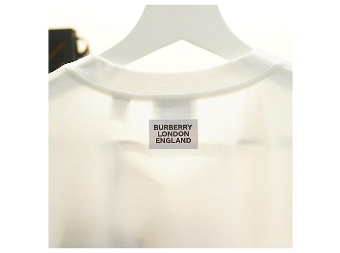 Burberry Herren T-Shirt mit kurzen Ärmeln aus Baumwolle in optischem Weiß mit Druck - Ansicht 22