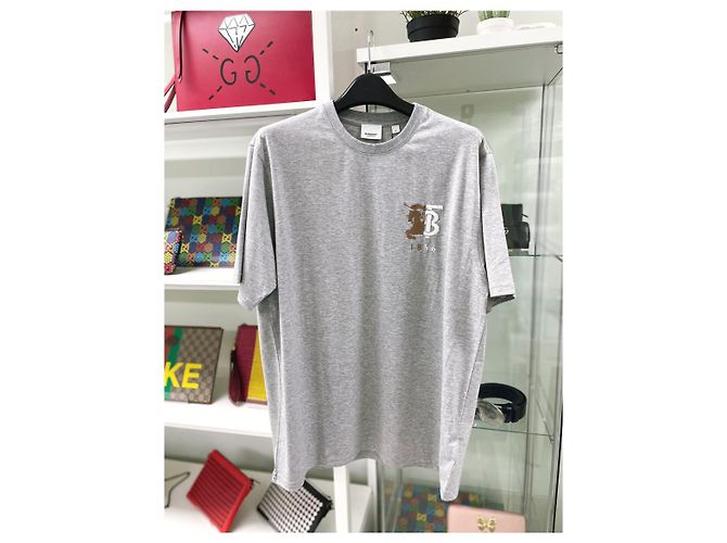 Burberry Grau gesticktes Logo T-Shirt Rot - Ansicht 3