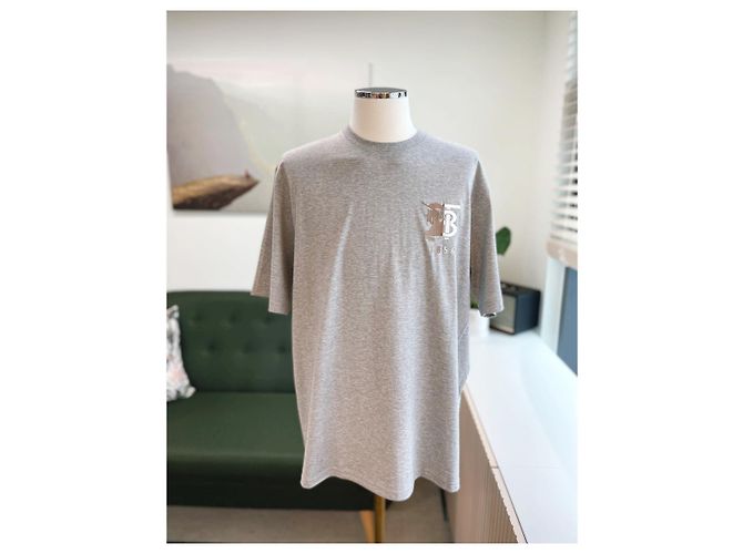 Burberry Grau gesticktes Logo T-Shirt Rot - Ansicht 6