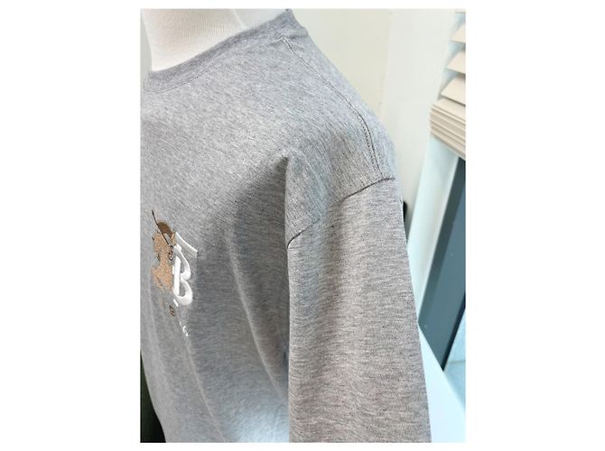 Burberry Grau gesticktes Logo T-Shirt Rot - Ansicht 8