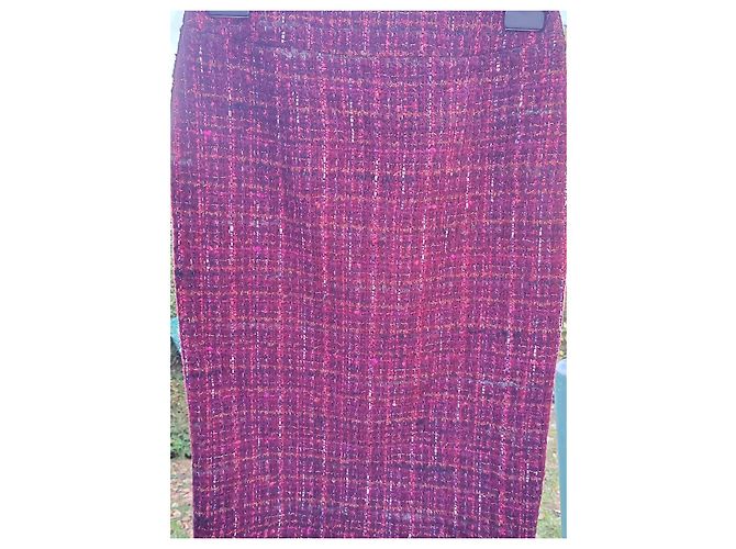 Luisa Spagnoli Falda de Tweed Burdeos Premium en Algodón, Acrílico y Lana Multicolor - vista 7