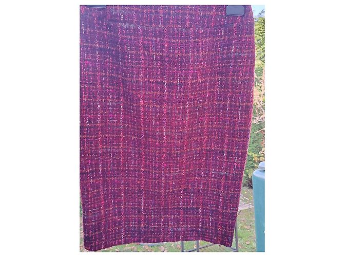 Luisa Spagnoli Falda de Tweed Burdeos Premium en Algodón, Acrílico y Lana Multicolor - vista 8