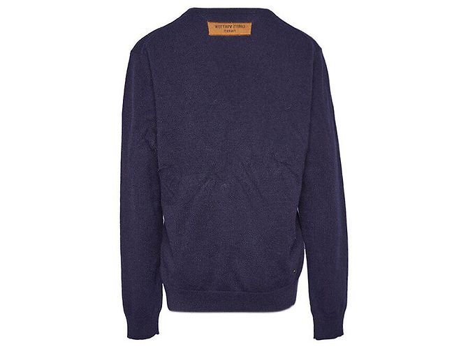 Louis Vuitton Cashmere-Pullover mit LV-Prägung in Marineblau - Ansicht 3