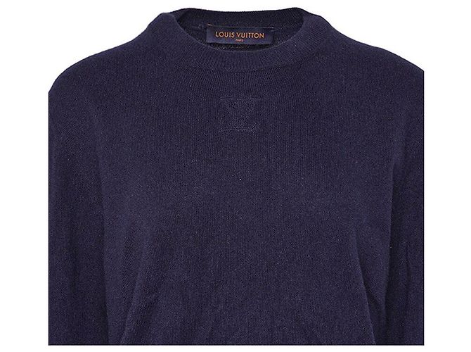 Louis Vuitton Cashmere-Pullover mit LV-Prägung in Marineblau - Ansicht 4