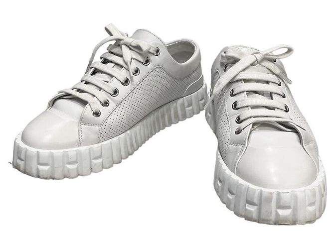Hermès Sneakers Cross in Pelle di Vitello Bianca Bianco - vista 2