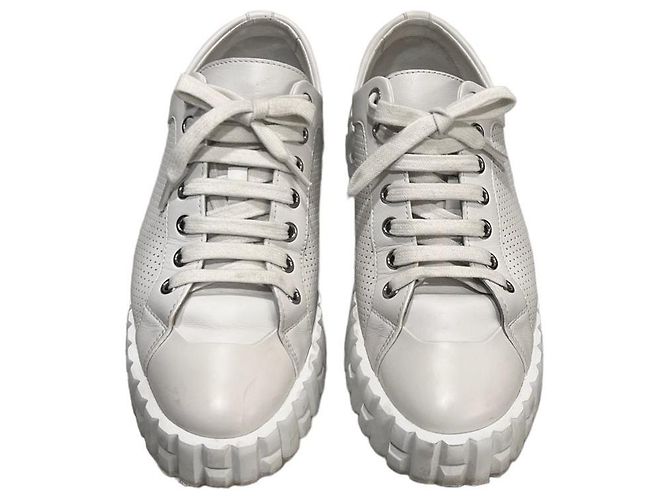 Hermès Sneakers Cross in Pelle di Vitello Bianca Bianco - vista 3