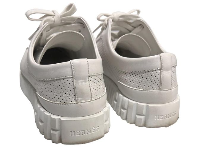 Hermès Sneakers Cross in Pelle di Vitello Bianca Bianco - vista 5