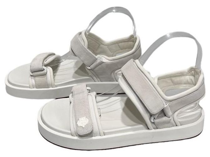 Loro Piana Sandali da donna in suede con velcro Waikiki Bianco - vista 4