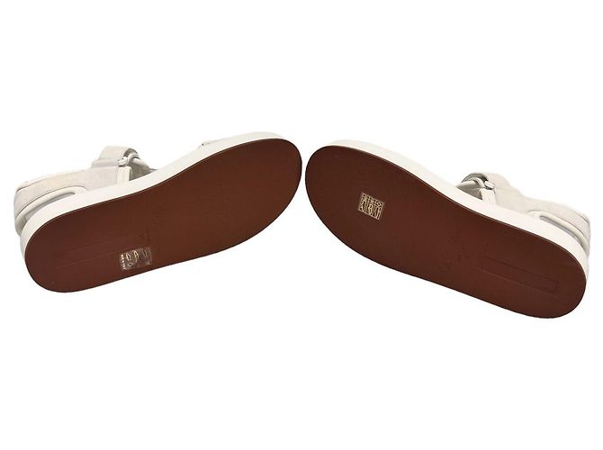 Loro Piana Sandali da donna in suede con velcro Waikiki Bianco - vista 6