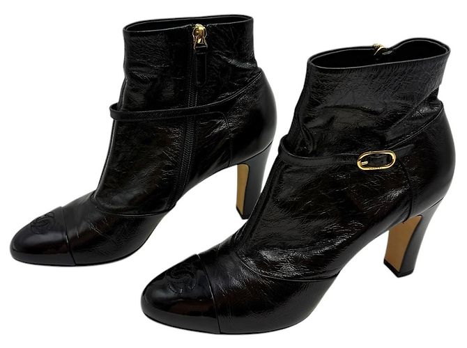Chanel Botines para mujer con logo CC Negro - vista 4